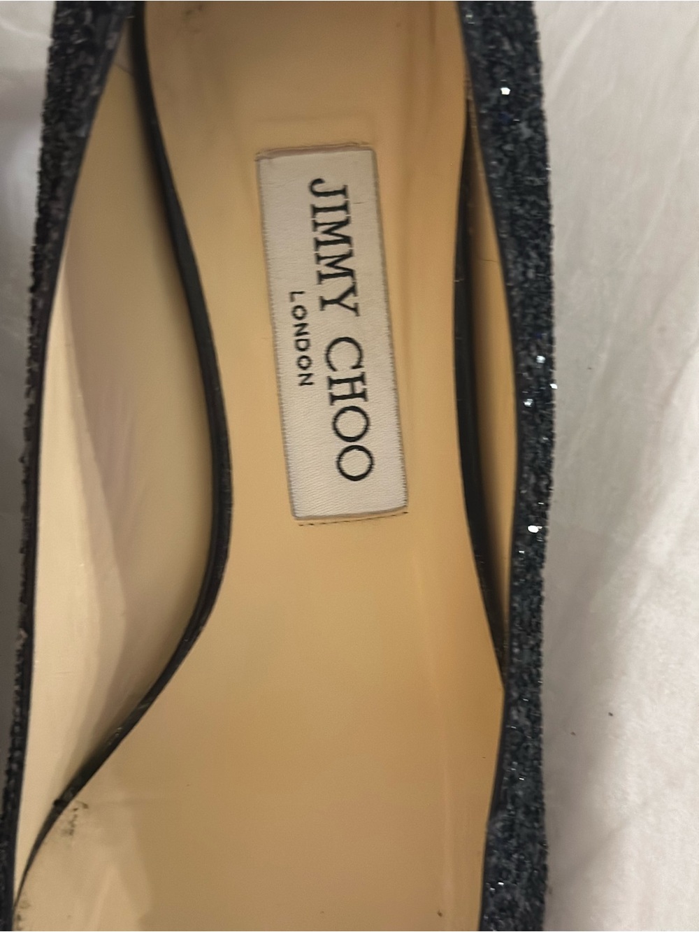 Jimmy Choo Black Glitter Pointed Pumps - Picture 2 of 10